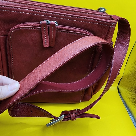Fossil Red Leather Purse Crossbody Bag 9x7" - Picture 5 of 13